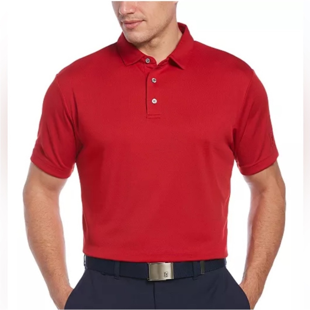 PGA Tour Red Black Airflux Polo Shirt Classic Design